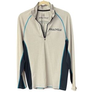 SoulCycle Men’s Long Sleeve 1/2 Zip Gray Lightweight Top Large Logo Size Small